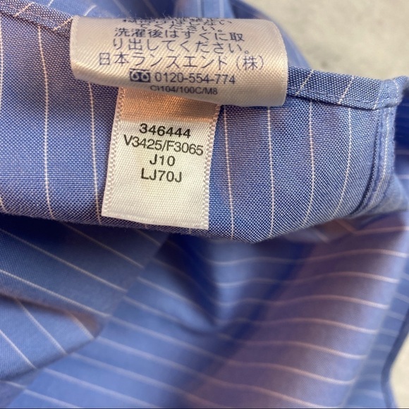 Lands End Pinpoint Oxford Shirt No-Iron Cotton Sz 16.5 - Picture 7 of 14